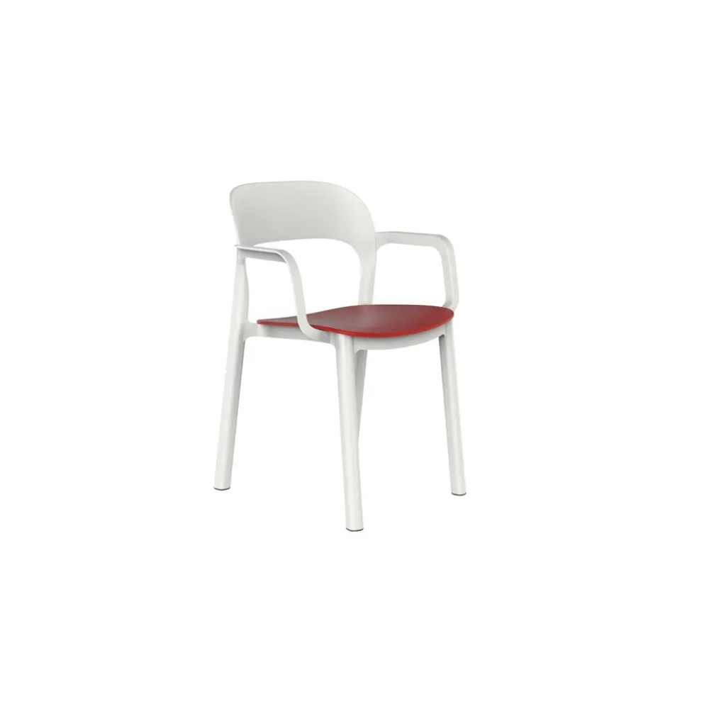 SILLA ONA BLANCA/ROJA CON BRAZOS DE RESOL - 1