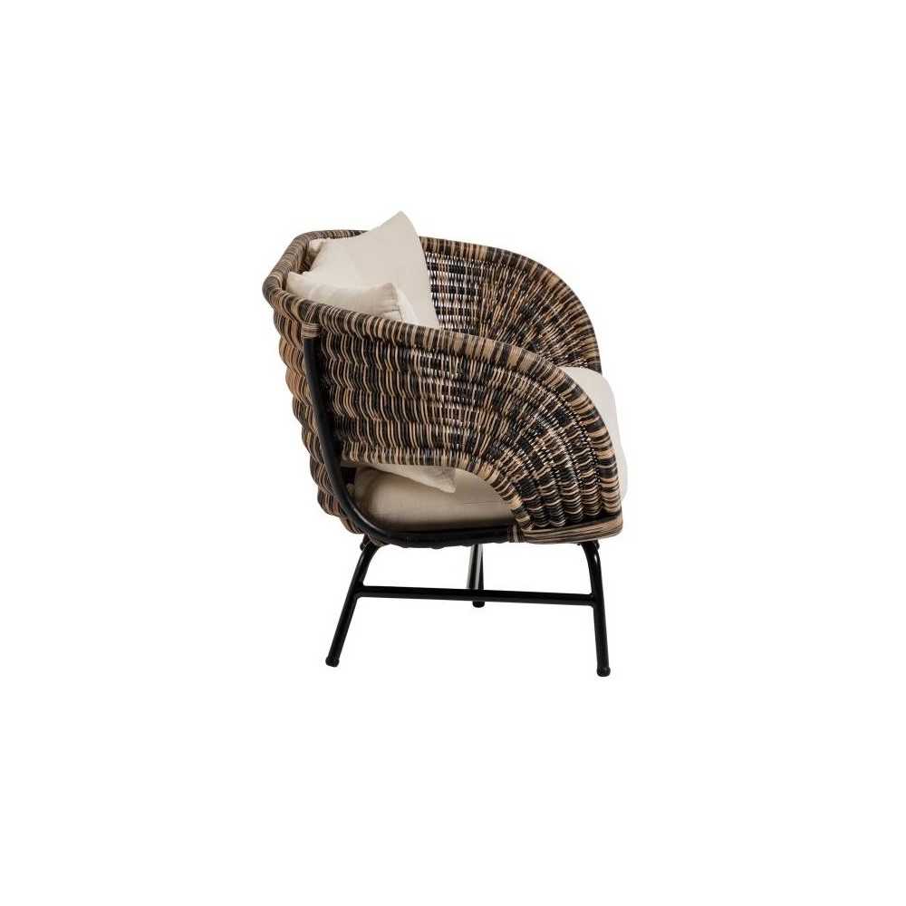 Sofa Juta pata metálica y rattan